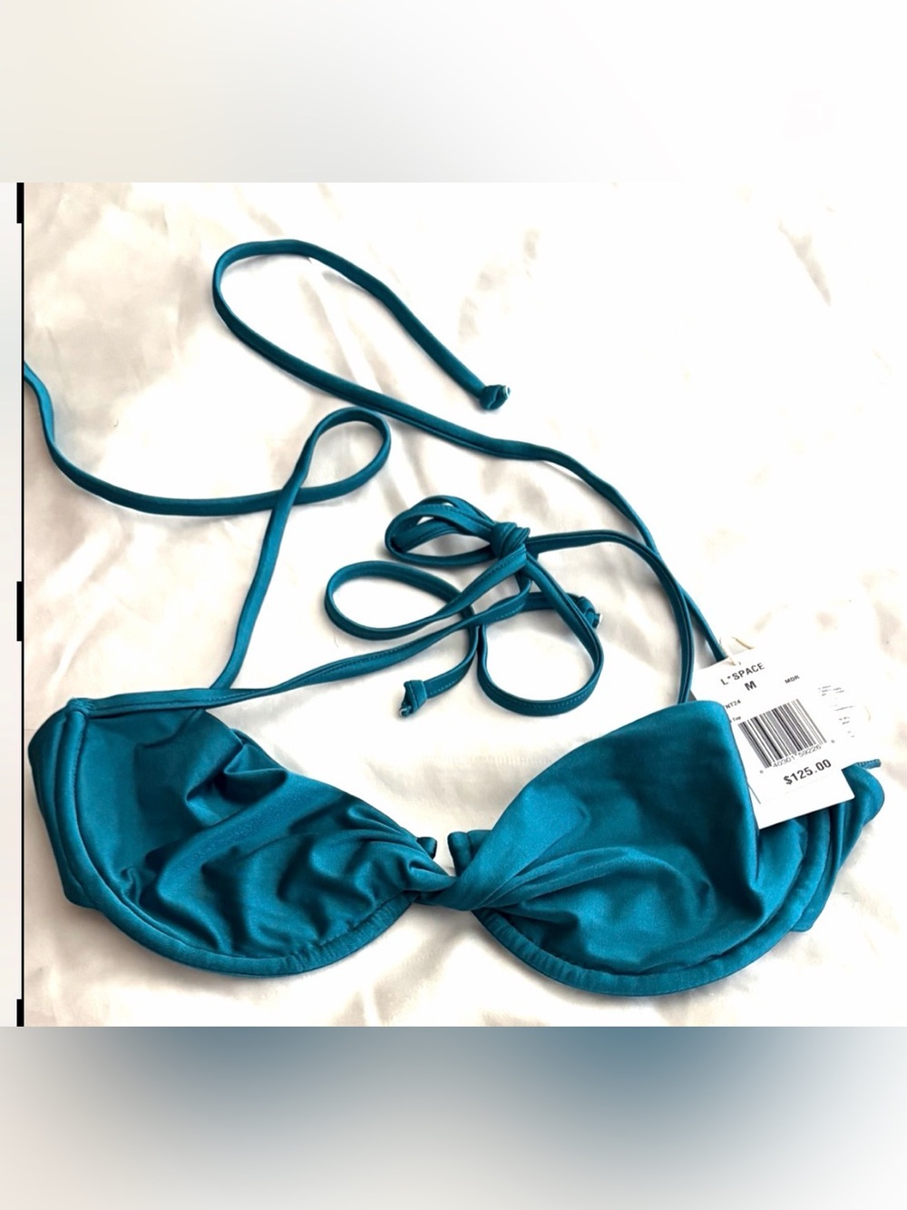 L-Space Teal Bikini Top with Adjustable Ties (top) M. bottoms also for sale L